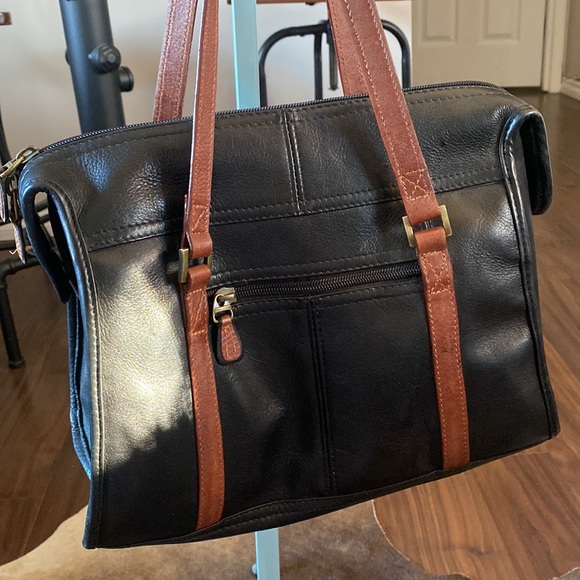 SOLD EB. LAND Santa Fe Genuine Leather Bag Black - Picture 3 of 9